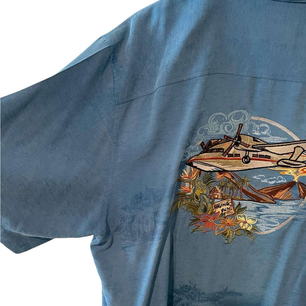 Vintage Pacific Beach 100% Silk Clipper Embroidered Button Down Shirt Size XL - Picture 4 of 11
